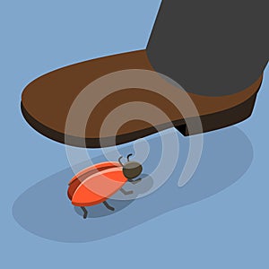 3D Isometric Flat Vector Illustration of Squashing Bug