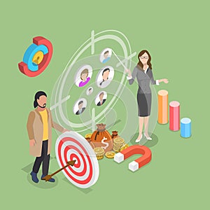 3D Isometric Flat Vector Illustration of Target Audience Research