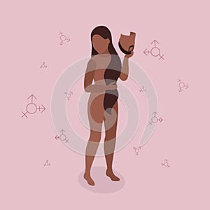 3D Isometric Flat Vector Illustration of Transgender Person