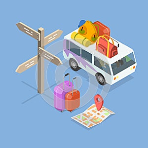 3D Isometric Flat Vector Illustration of Turism and Traveling