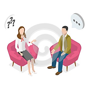 3D Isometric Flat Vector Illustration of TV Interview. Item 3