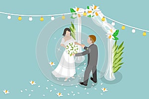 3D Isometric Flat Vector Illustration of Wedding