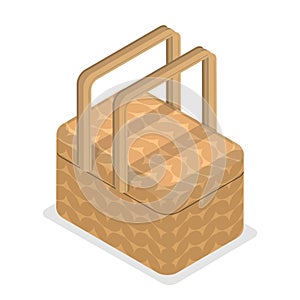 3D Isometric Flat Vector Set of Baskets. Item 1