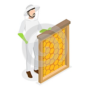 3D Isometric Flat Vector Set of Beekeeping. Item 6