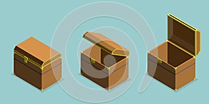 3D Isometric Flat Vector Set of Chests