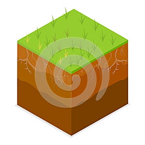 3D Isometric Flat Vector Set of Different Soil Layers. Item 2