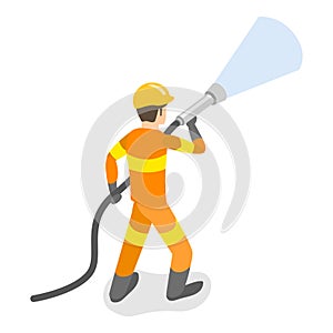 3D Isometric Flat Vector Set of Firefighter Characters. Item 3