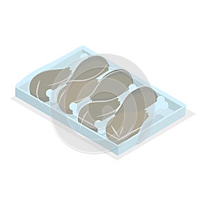 3D Isometric Flat Vector Set of Frozen Meat. Item 4