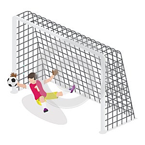 3D Isometric Flat Vector Set of Goalkeepers. Item 5