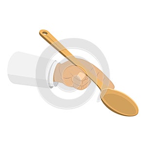 3D Isometric Flat Vector Set of Hands Holding Kitchen Utensils. Item 1