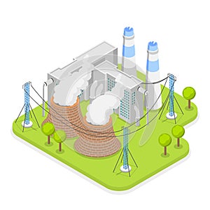 3D Isometric Flat Vector Set of Industrial Manufacturing Facilities. Item 3