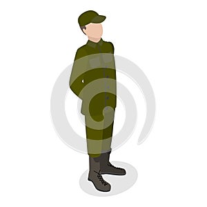 3D Isometric Flat Vector Set of Soldiers in Uniform. Item 1