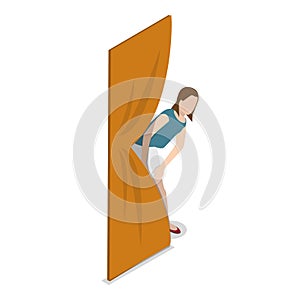 3D Isometric Flat Vector Set of Spying People. Item 1