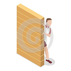 3D Isometric Flat Vector Set of Spying People. Item 4
