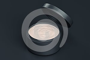 3d isometric illustration of cosmetic container in black color isolated on black background