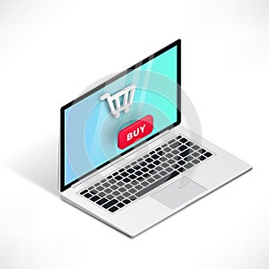 3d Isometric laptop shopping