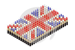 3D Isometric lipstick, United Kingdom national flag shape concept design illustration