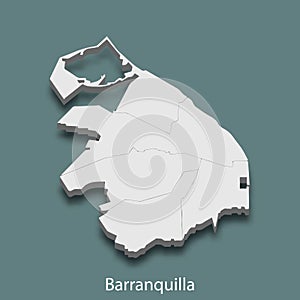 3d isometric map of Barranquilla is a city of Colombia