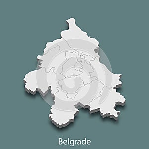 3d isometric map of Belgrade is a city of Serbia