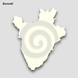 3d isometric map of Burundi isolated with shadow