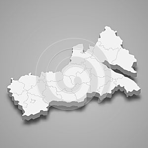 3d isometric map of Cherkasy oblast is a region of Ukraine