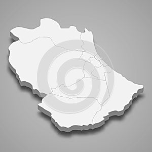 3d isometric map of Gabes is a Governorate of Tunisia
