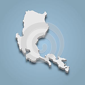 3d isometric map of Luzon is an island in Philippines