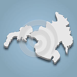 3d isometric map of Mindanao is an island in Philippines