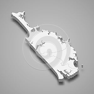 3d isometric map of Northland is a region of New Zealand