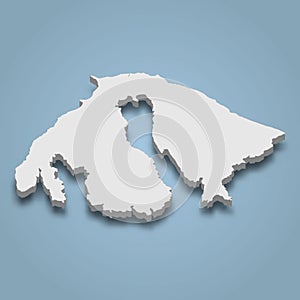 3d isometric map of Orcas is an island in San Juan Islands, Wash