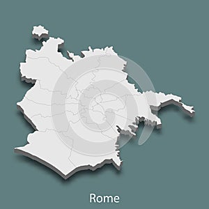 3d isometric map of Rome is a city of Italy