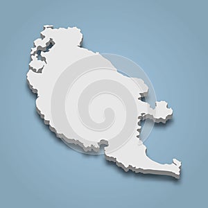 3d isometric map of San Juan is an island in San Juan Islands, W