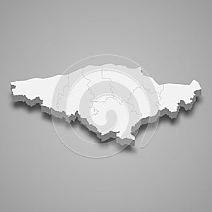 3d isometric map of Silistra is a province of Bulgaria