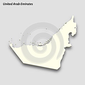 3d isometric map of United Arab Emirates isolated with shadow