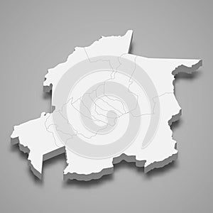 3d isometric map of Yaracuy is a state of Venezuela