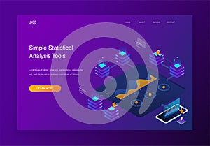 3D Isometric People Analyze And Process Statistical Data