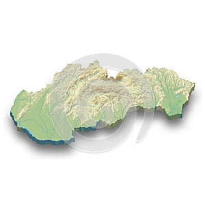 3d isometric relief map of Slovakia