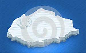 3D isometric terrain of ice on a blue ocean background