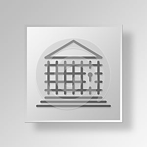 3D Jail Bank Button Icon Concept