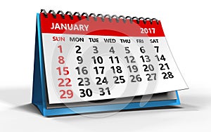 3d january 2017 calendar