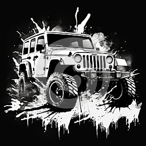 3d Jeep Wrangler Painting: Drips, Splatters, And Graphic Illustration