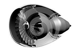 3D jet engine - front view/side view
