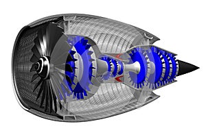 3D jet engine - side view