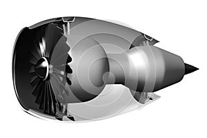 3D jet engine - side view