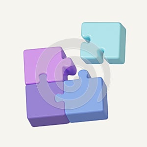 3D jigsaw puzzle pieces on pink background. Problem-solving, business concept. icon isolated on white background. 3d