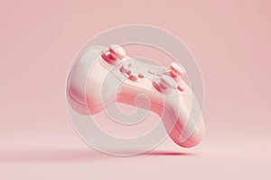 3D Joystick controller, gamepad for videogames on pastel background. Gameplay symbol, 3d render in minimal plastic cartoon style.