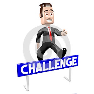 3D jumping businessman - challenge concept