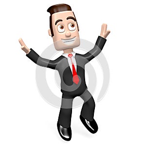 3D jumping businessman - hapiness concept