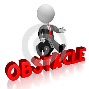 3D jumping businessman - obstacle concept