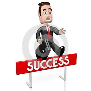 3D jumping businessman - success concept